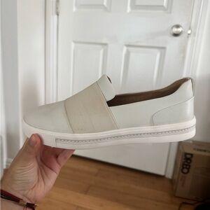 Clarks White Slip-On Loafers